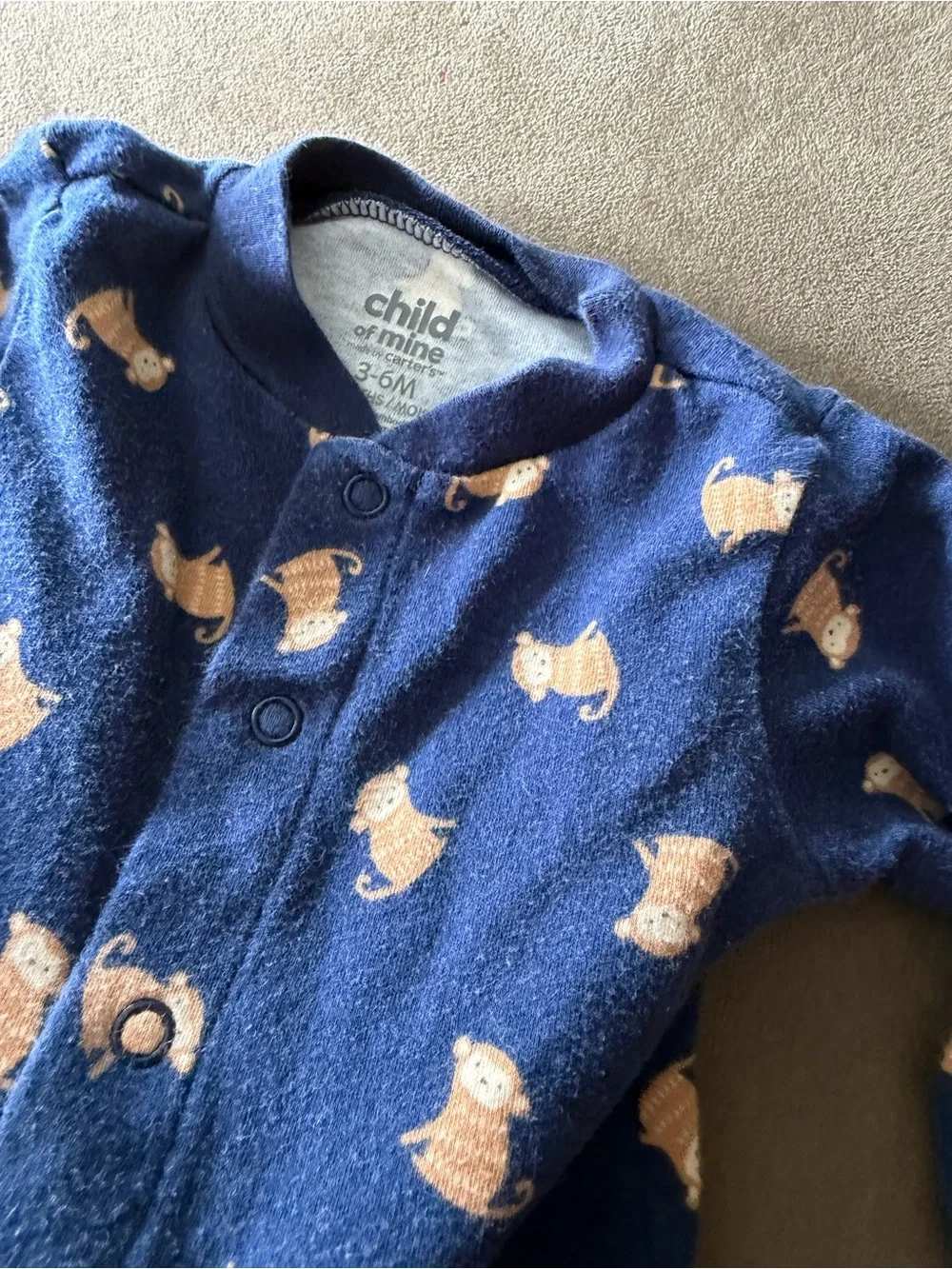 Child of mine Blue Baby One-Piece Footed Pajamas with monkey Print